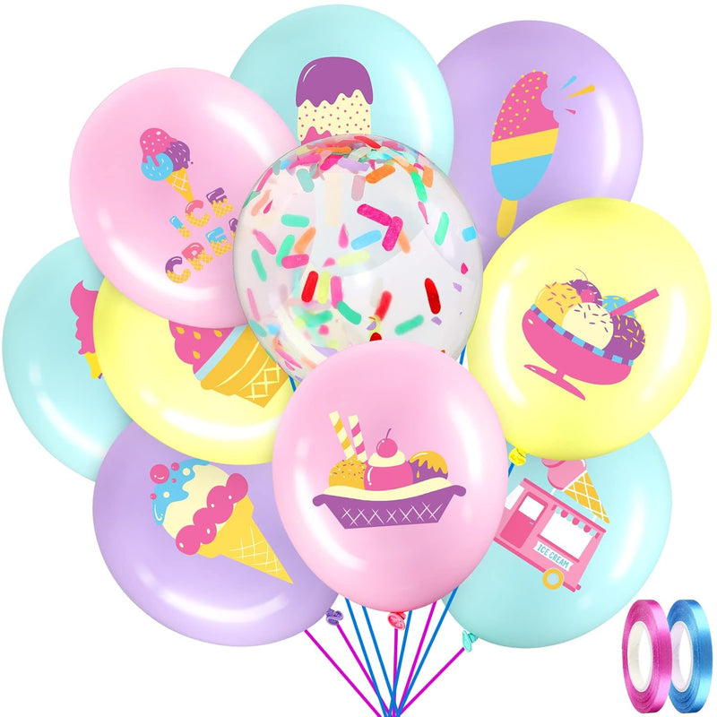 60 Pack Ice Cream Party Balloons Decorations, 12 Inch Sprinkles Party