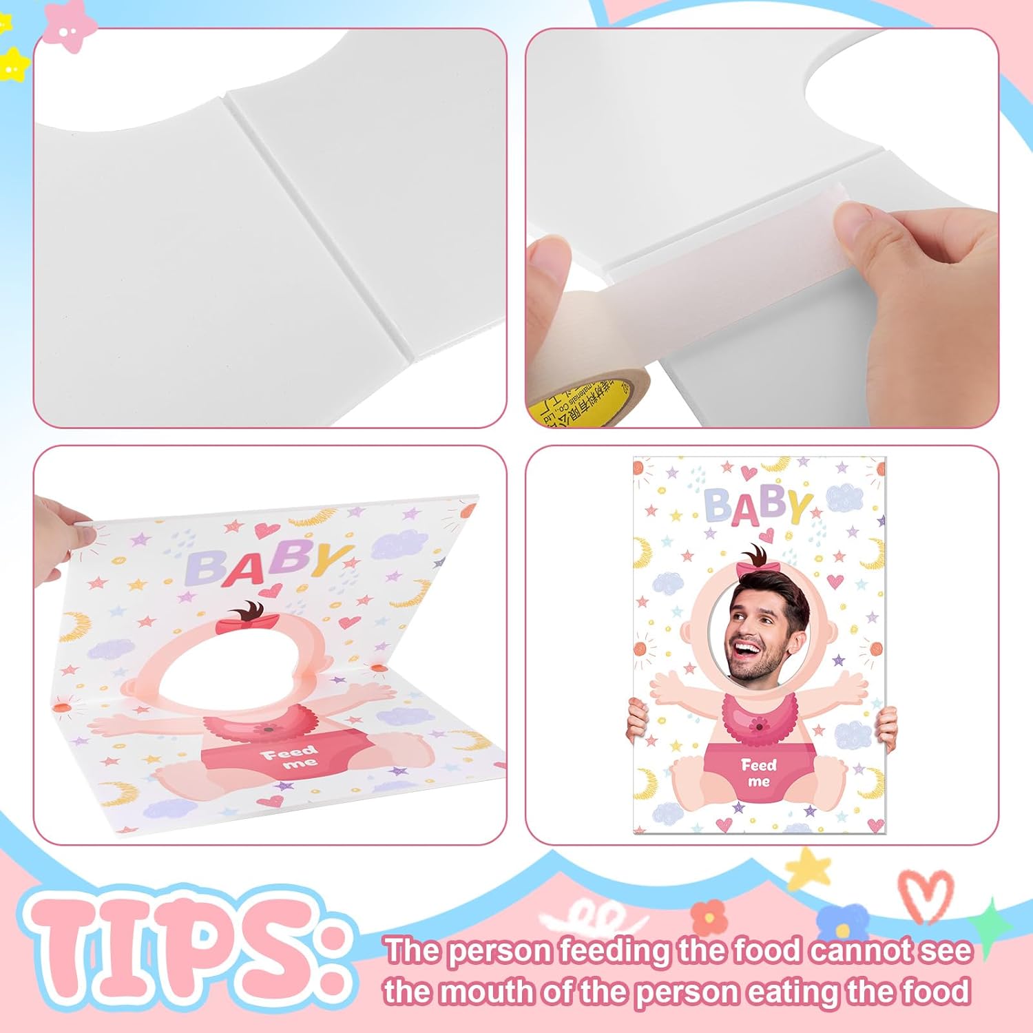 6 Pcs Baby Shower Games Feed Me Baby Shower Game Who Is The Baby Daddy Games Bridal Party Activities Photo Booth Props For Gender Reveal Party Favors