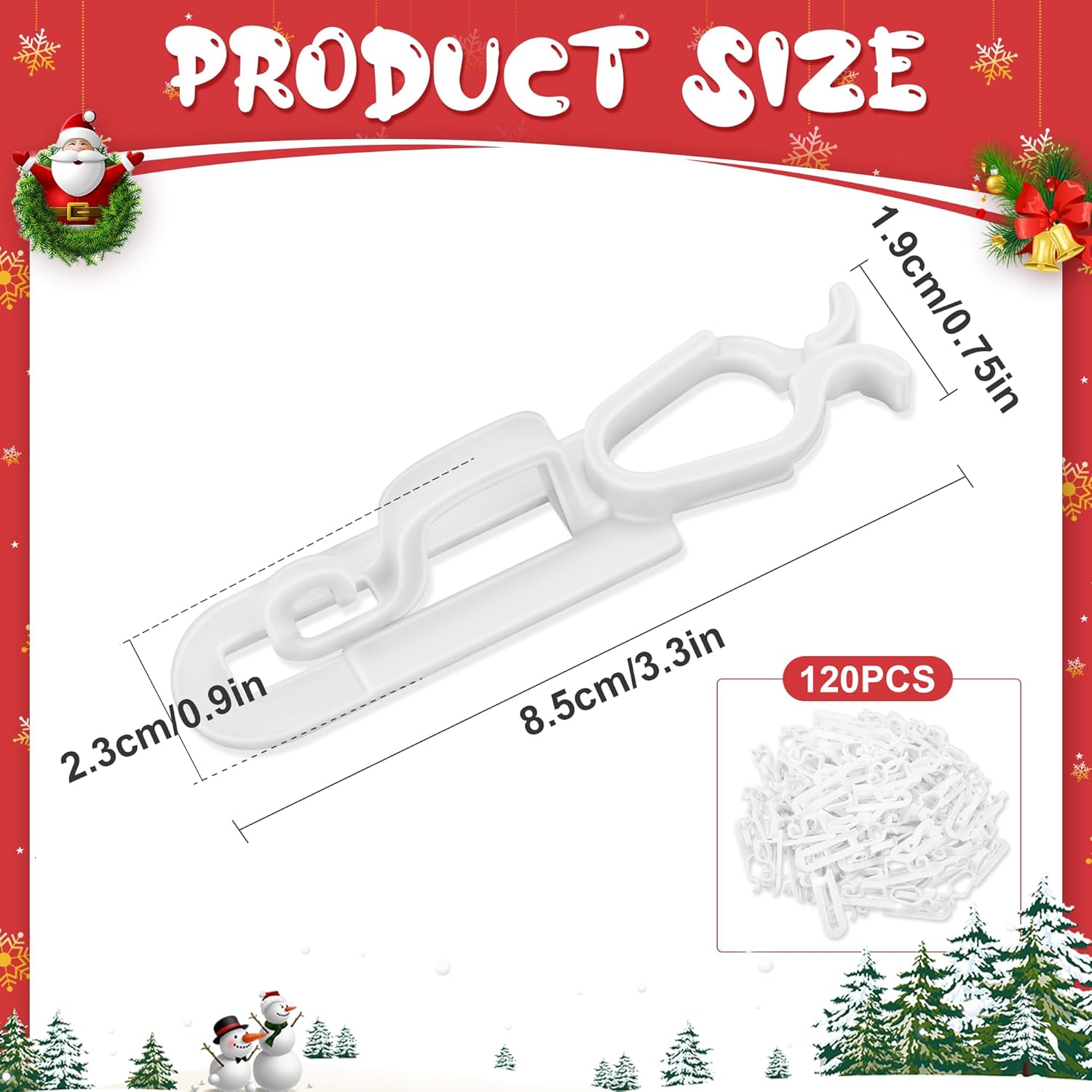 120 Pcs Christmas Light Clips, Waterproof Gutter Hooks For Outside String C7, C9 And Mini Lights, All In One Roof Hangers For Christmas Gutters, Shingles, Fence