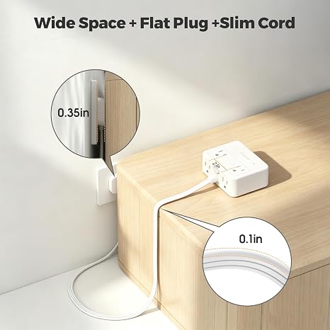 Cruise Power Strip 4 Outlets 4 USB Ports PD 20W Flat Plug White
