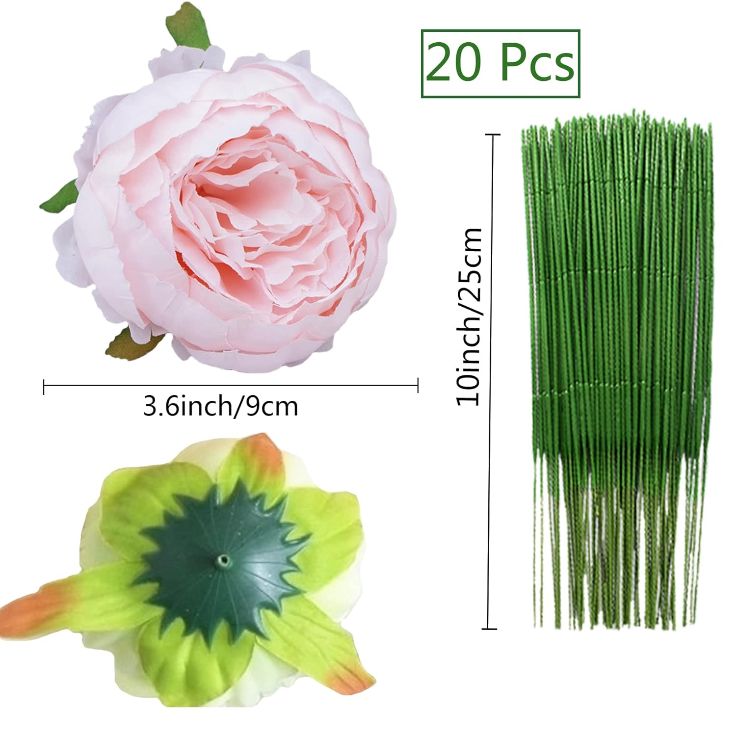 20 Pcs Silk Peony Artificial Flower Heads 4 Inch Fake Peony Flowers Heads With Stems Artificial Peony Flower Heads In Bulk Wholesale For Crafts Decor (Pink)