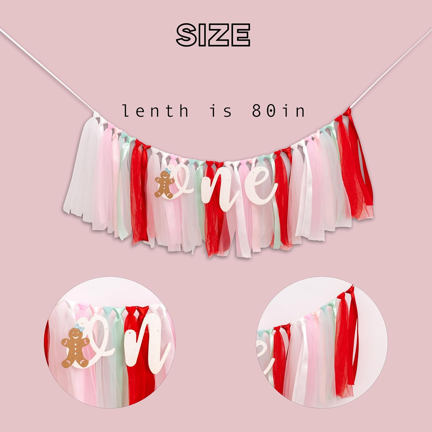 Christmas Gingerbread High Chair Banner - Merry Christmas Decorations For 1St Birthday,Little Gingerbread Man Xmas Garland (Snowflake Banner)