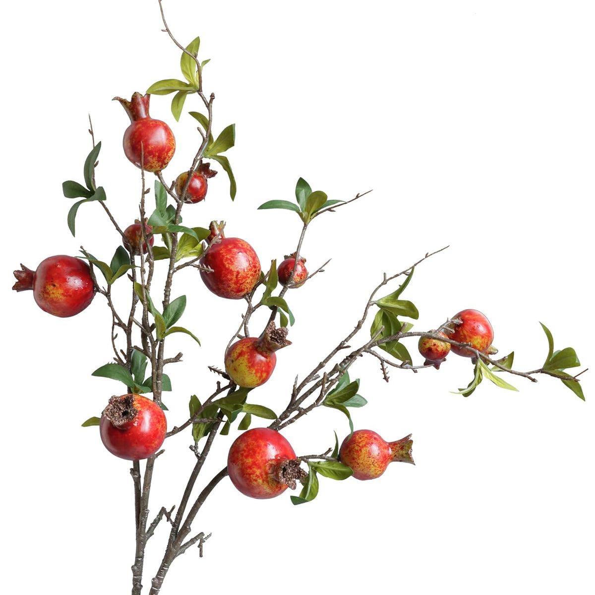 2Pcs Red Berry Stems Pomegranate Faux Flowers Fall Fake Floral Artificial Fruits Decor Tall Branches For Vase Room Dining Table Arrangements Christmas Tree Decorations Indoor