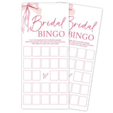Pink Bow Wedding Shower Games, Bridal Bingo Wedding Games For 25 Guests, Engagement Shower Party Cards, Engagement & Bridal Party Supplies-4X9 Inch-A08