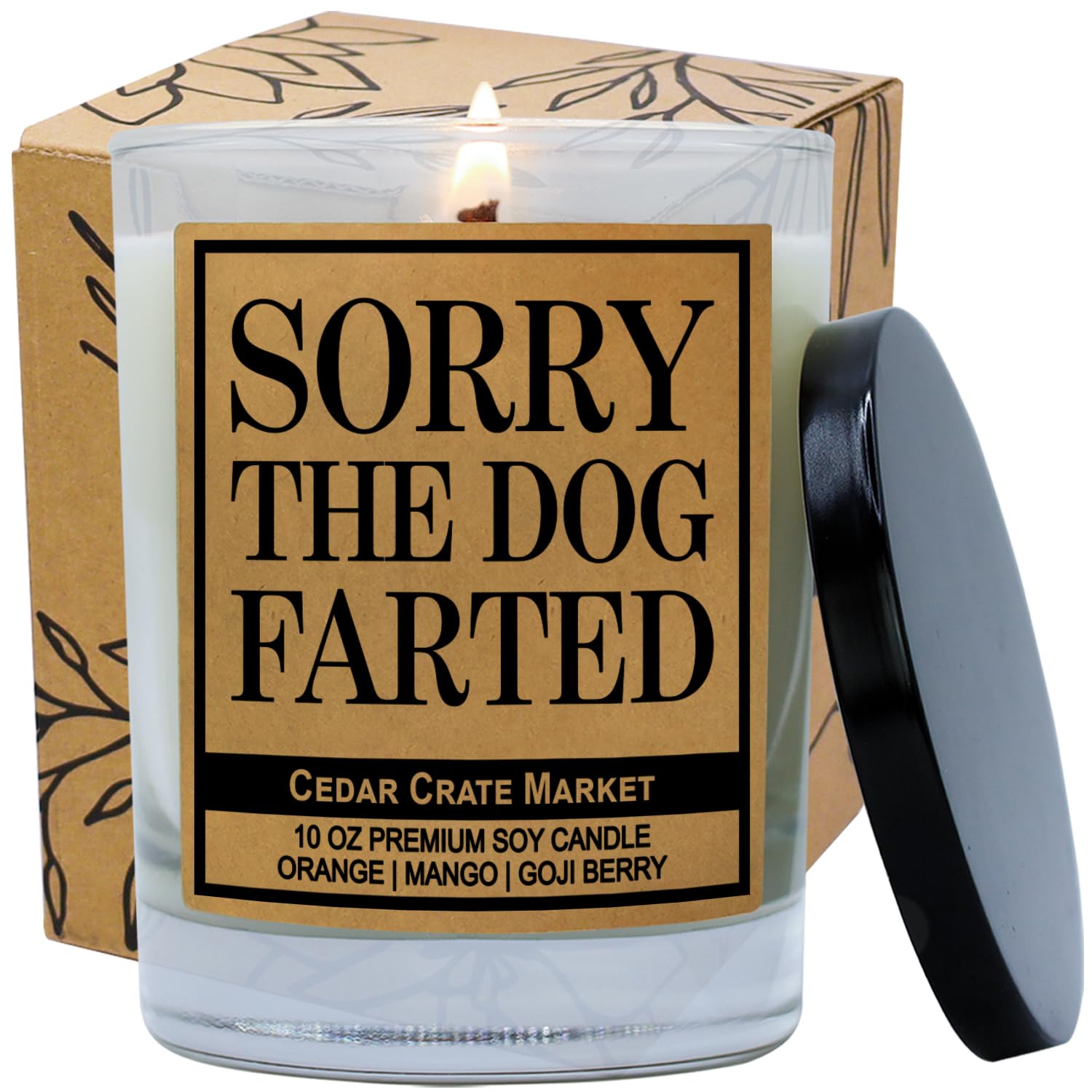 Funny Dog Candle - “Sorry The Dog Farted” Soy Candle | Pet Odor Eliminator Gift | Orange Mango Goji Berry Scented| Hand-Poured Usa Made, Pet Owner Gift, Housewarming, Gag