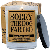 Funny Dog Candle - “Sorry The Dog Farted” Soy Candle | Pet Odor Eliminator Gift | Orange Mango Goji Berry Scented| Hand-Poured Usa Made, Pet Owner Gift, Housewarming, Gag