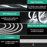 32.8ft White LED Neon Rope Lights 6000K Dimmable Waterproof Flexible Strip Lights Indoor Outdoor