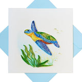 Unique Quilling Card - Sea Turtle & Seaweed Design | Handmade Greeting Card For Birthday, Anniversary, Christmas, Mother’S Day, Thank You, Friends & Loved Ones