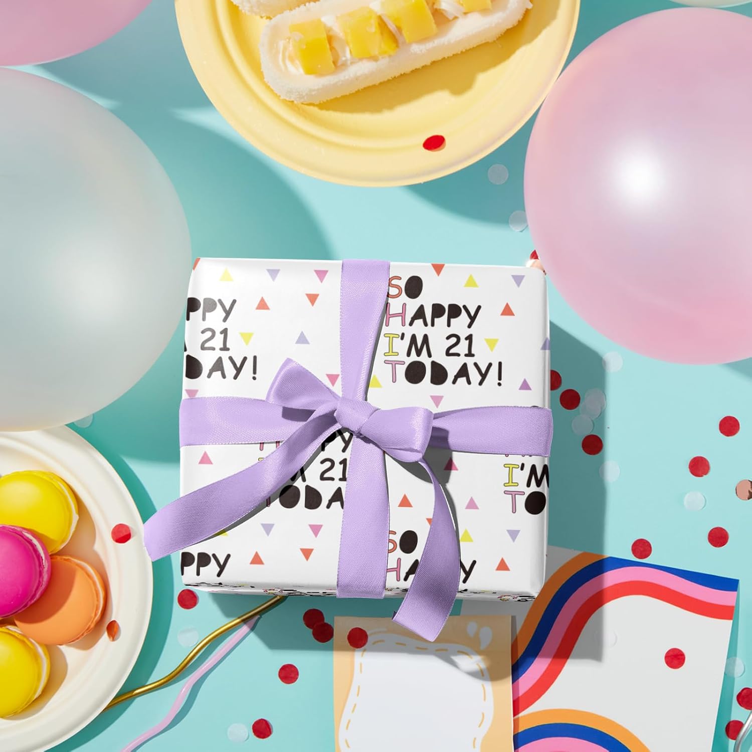 21St Birthday Wrapping Paper Roll, Pink So Happy I'M 21 Today!, For Age 21 Girls, Women, Adults, Friends Birthday Holiday Party Gift Wrap Mini Roll, 17 Inches X 16.4 Feet (23.2 Sq.Ft.)