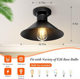 2 Pack Industrial Semi Flush Mount Ceiling Lights Matte Black Farmhouse Fixtures