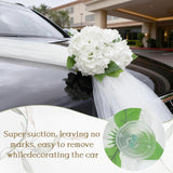 Wedding Car Decoration With White Satin Ribbons & Artificial Flowers – Just Married Vehicle Decor For Bridal Shower, Wedding Ceremony