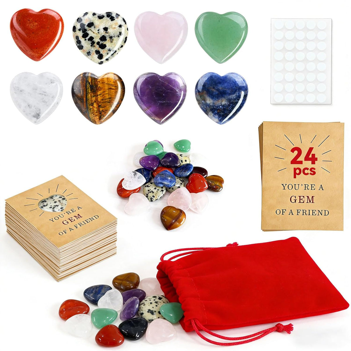 24 Pack Valentines Day Gem Gifts For Kids,Gem Valentine Cards With Heart,Kids Valentines Day Cards For School,Valentine Gift Exchange Card For Boys Girls Classroom School Party Favor