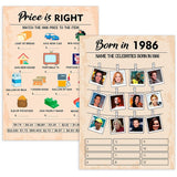 40Th Birthday Party Games, Set Of 2 Activities For 15 Guests, Born In 1986 Games Bundle, Birthday Party Supplies For Adults, Pack Of 30 Cards