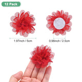 12-Pack Chiffon Flowers 1.97 X 1.97 Inch Mesh Fabric Flowers Full Chiffon Flowers Hair Clips Flower For Home Decor/Wedding/Headbands/Diy/Party/Garden [Bright Red]