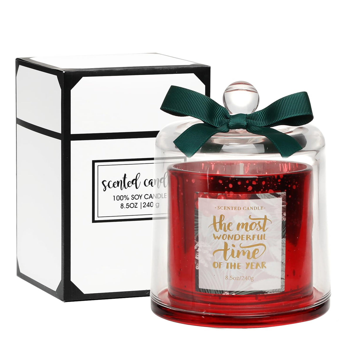 Christmas Candle, Pine Scented Candle, Christmas Gifts For Women, Holiday Winter Candle, Scented Candle For Home, Natural Soy Wax,8.5Oz,Red