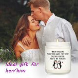 Craftique Valentines Day Gifts for Her, Him- Romantic Penguin Candle- Anniversary Birthday Gifts for Girlfriend Boyfriend, I Love You Gift for Her Him Wife Husband, Lavender, 7oz