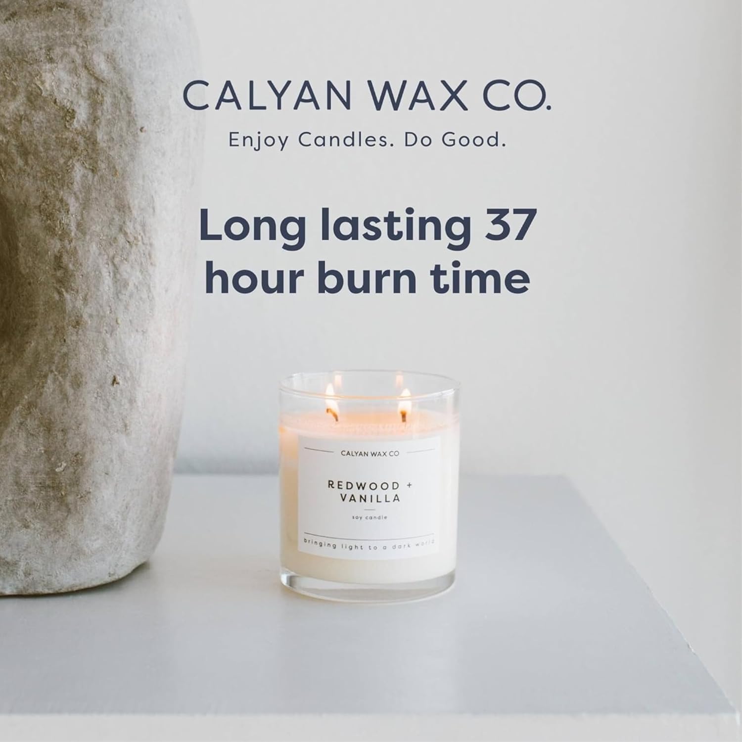 Mahogany & Cashmere 2 Wick Scented Candle - 37 Hour Burn - Luxury Non Toxic Soy Wax Candles - Long Lasting Large Glass Jar Candle For Home - 8.8Oz
