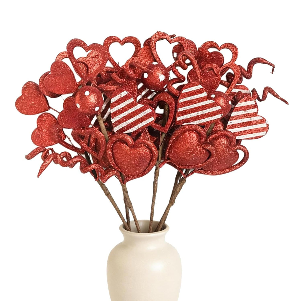 6 Pcs Valentine'S Day Decorative Stems, Handmade Fade-Resistant Red Artificial Flower Stems For Diy Wreath, Table Centerpiece, Wedding & Party Decor, Romantic Home Decorations