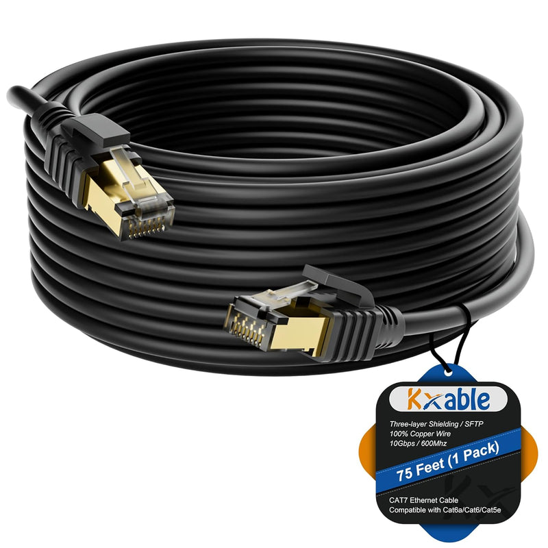 Cat 7 Ethernet Cable 75 Feet, Long High Speed Internet Cord, Cat7 Rj45 Lan Net