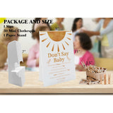 Sunshine Don'T Say Baby Game - 1 Sign & 50 Mini Natural Clothespins, Gender Neutral Boho Baby Shower Game (Ds10)
