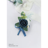Set Of 2 Navy Blue Rose Boutonniere For Menwedding, Groom Groomsman Artificial Flowers For Wedding Anniversary Celebration,Prom,Party,Home Decoratio (Navy Blue)