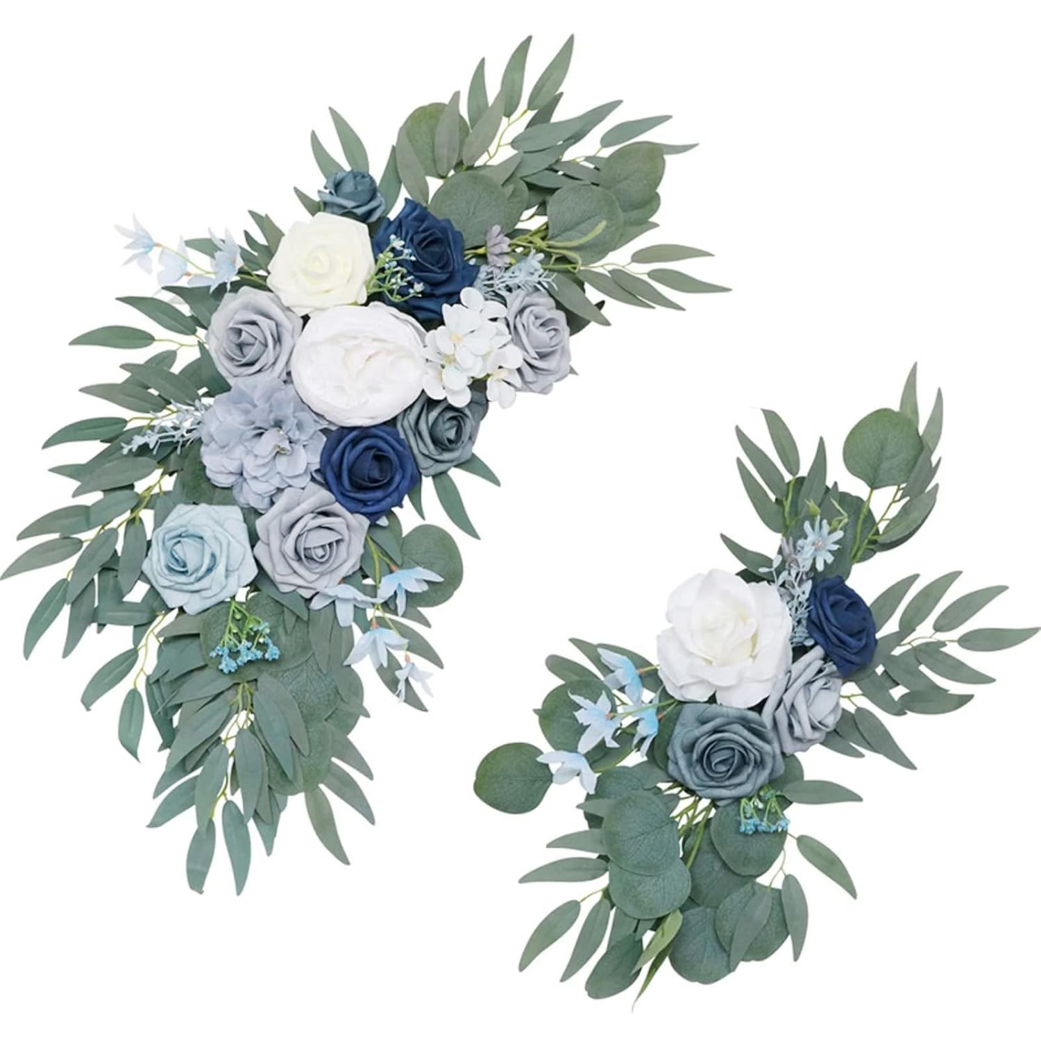 Dusty Blue Flower Swag Pack Of 2, Artificial Wedding Arch Flower Silk Corner Flower Arrangements Wedding Welcome Sign Floral Decoration Wedding Ceremony Backdrop Centerpieces