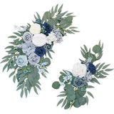 Dusty Blue Flower Swag Pack Of 2, Artificial Wedding Arch Flower Silk Corner Flower Arrangements Wedding Welcome Sign Floral Decoration Wedding Ceremony Backdrop Centerpieces