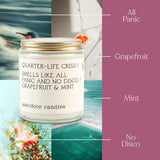 ‘Quarter-Life Crisis’ Coconut Soy Wax Candle Jar | Premium Hand Poured & Long Burning | Grapefruit & Mint Scent | Phthalate-Free | For Home, Office, Gift - 7.8 Oz