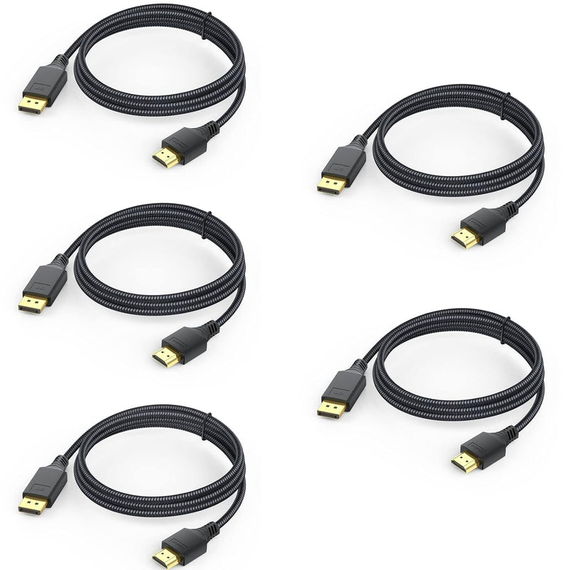 Dispalyport To Hdmi Cable 6 Feet 5 Pack, Dp Dispaly Port To Hdmi Cable Adapter