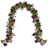Fake Rose Garland 2 Pack, 15.8Ft Artificial Flower Garlands Hanging Rose Vines Silk Flowers For Wedding Backdrop Home Garden Arch Party Decor (Fuchsia)