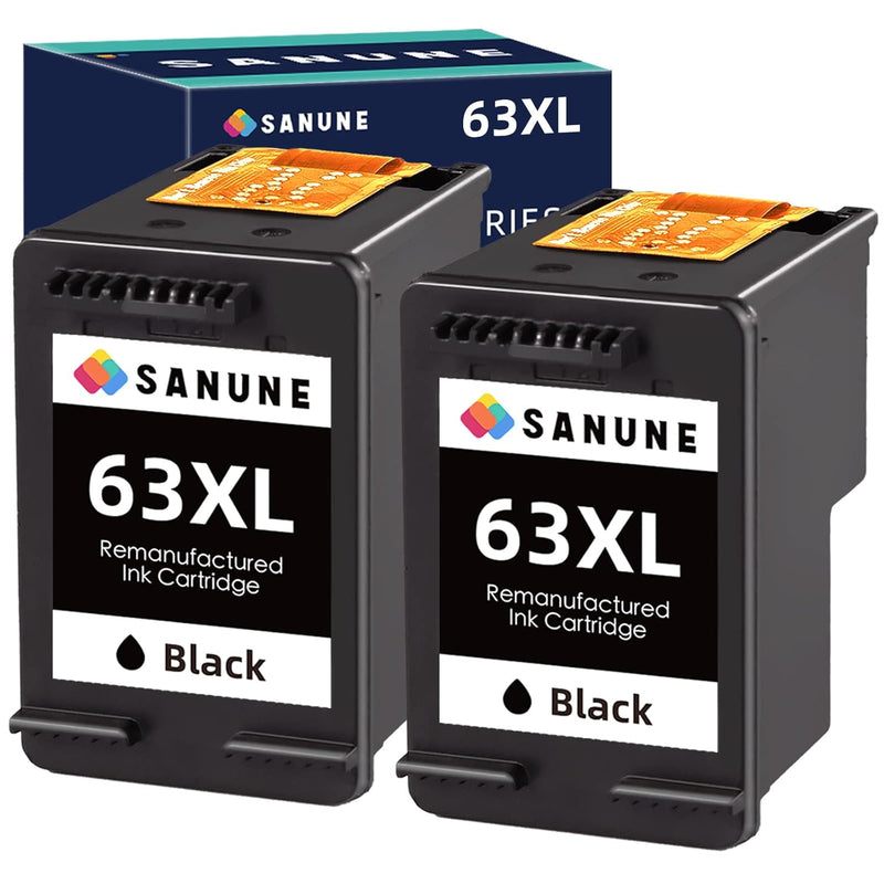 63XL Black Ink, Remanufactured 2-Pack for OfficeJet 3830/Envy 4520 Printers