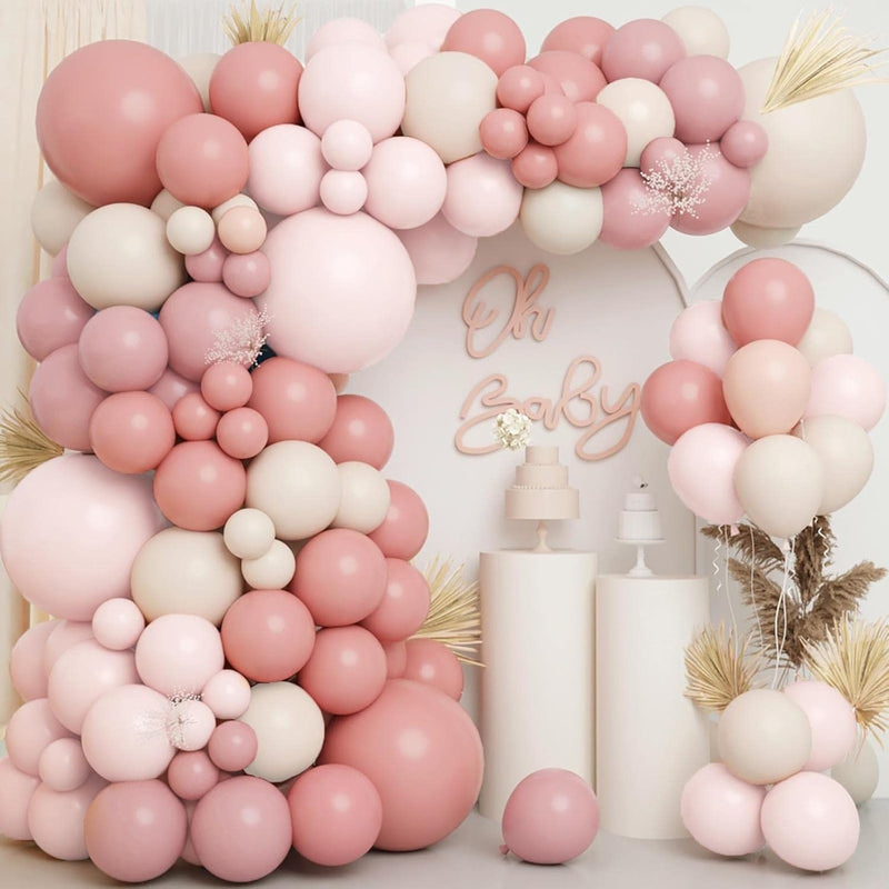 18Inch Boho Dusty Rose Pink Nude Neutral Sand White Balloons Balloon A