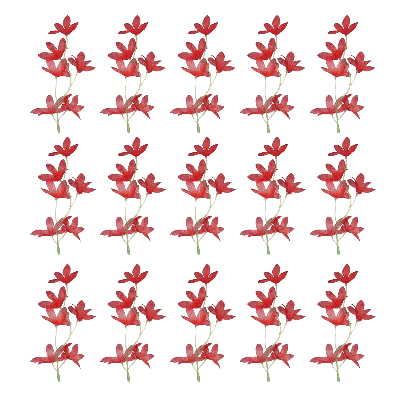 Orchids Fake Flowers, 15 Pcs Artificial Flower Arrangement Hairpin Headdress Wreath For Floating Candles Vase Home Wedding Centerpiece Decorations, Red
