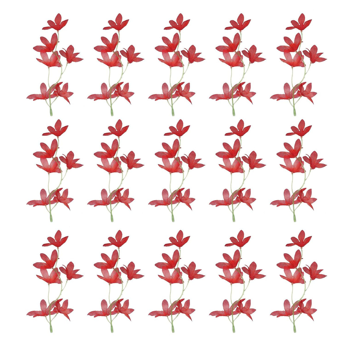 Orchids Fake Flowers, 15 Pcs Artificial Flower Arrangement Hairpin Headdress Wreath For Floating Candles Vase Home Wedding Centerpiece Decorations, Red