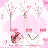 26Pcs Valentines Decorations Pink Heart Picks - Valentine Artificial Berry Stems Decor For Home Vase Table Centerpiece