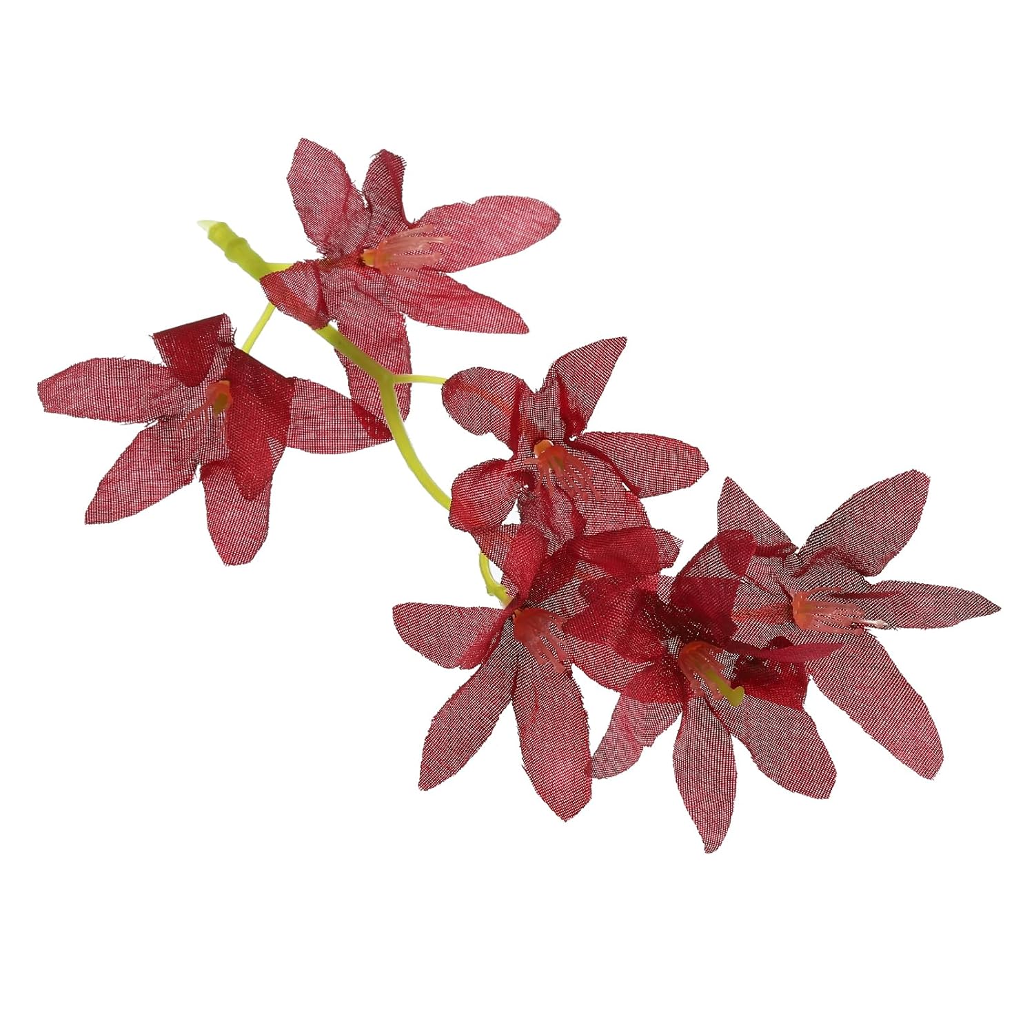 7 Inch Artificial Orchid Flower, 24 Pcs Floating Candles Simulation Flower Cylinder Vase Fillers For Home Wedding Decoration, Burgundy
