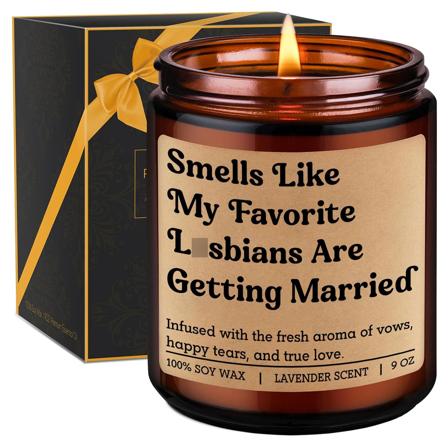 Scented Candle, Lesbian Wedding Gifts For Couples - Lesbian Engagement, Lgbtq Wedding Gifts For Bride, Her - Funny Valentines, Married, Engaged, Bridal Shower Ideas For Newlyweds, Queer, Friend