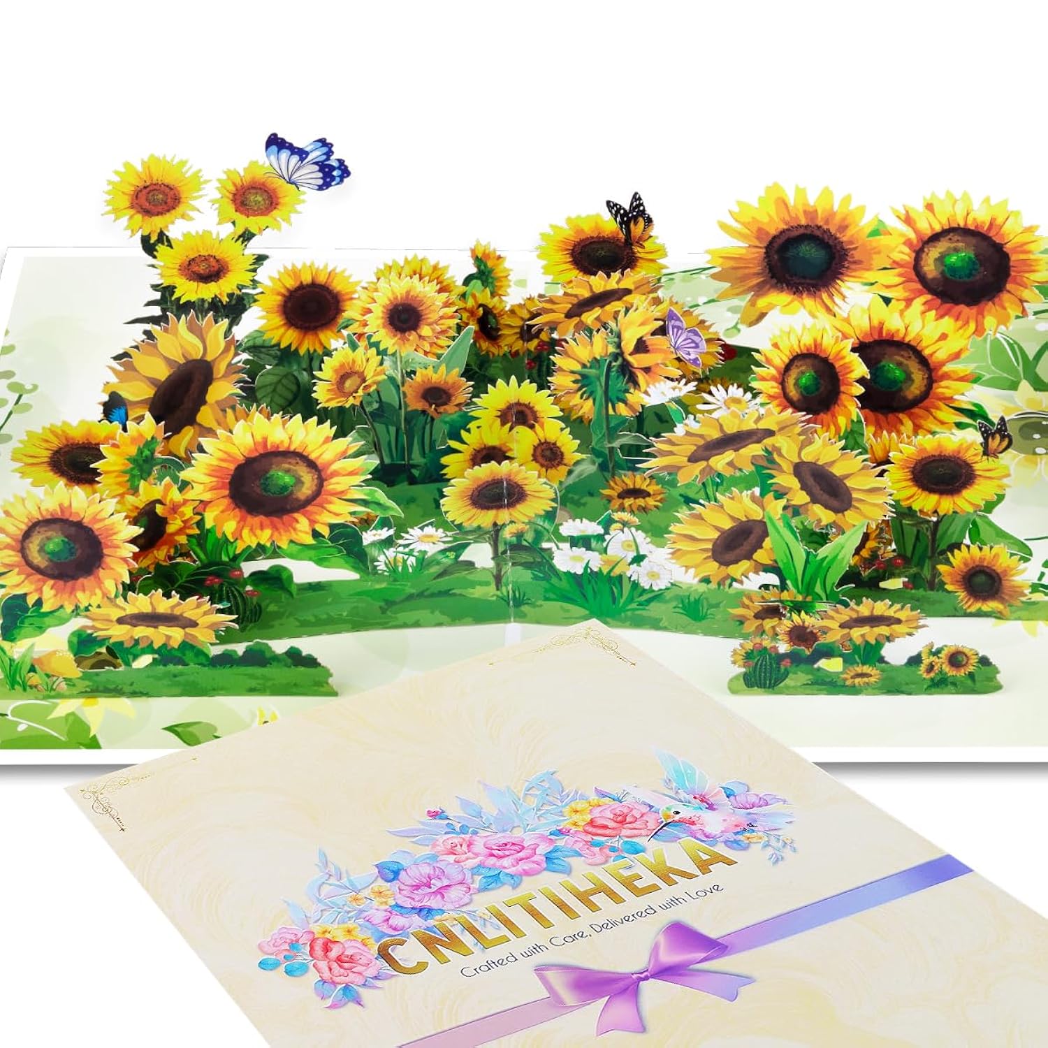 Sunflowers Pop Up Card, Paper Flower Greeting Cards, 3D Pop Up Card For Mother'S Day, Birthday, Anniversary, Get Well Soon, Includes Envelope.