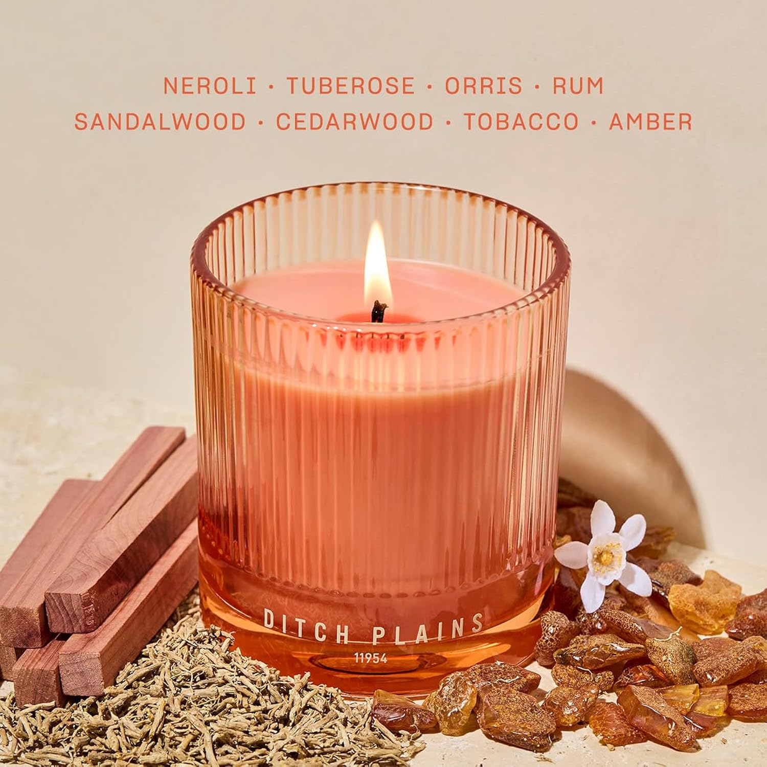 Ditch Plains Scented Candle By , Neroli And Cedarwood, 50+ Hours, 100% Cotton Fiber Wicks, Soy Wax Blend, Non-Toxic, Vegan, 8.5 Oz