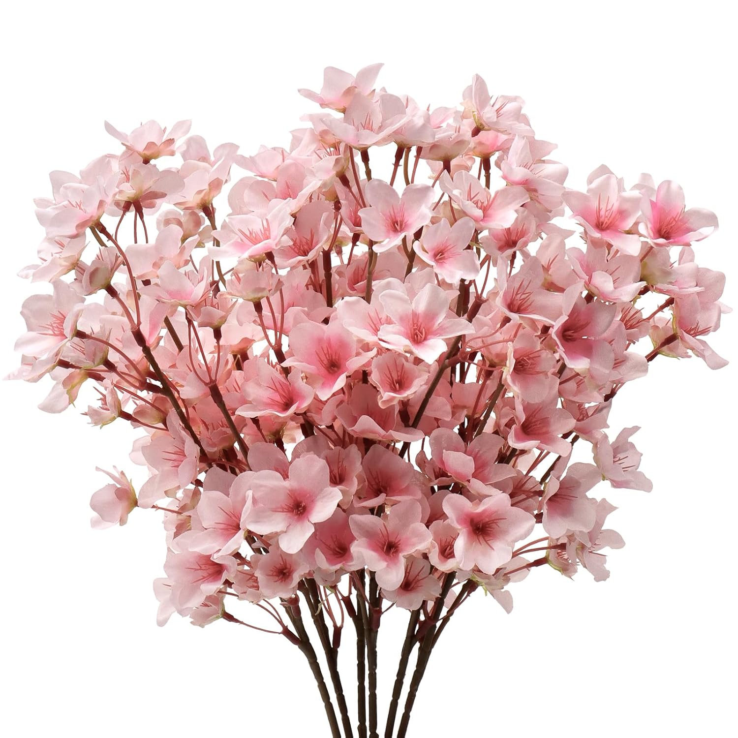 6Pcs Artificial Cherry Blossom Flowers, Pink Faux Peach Blossom Branches Stems Silk Fake Flowers 15.7’’ For Home Kitchen Wedding Party Diy Garden Decorations