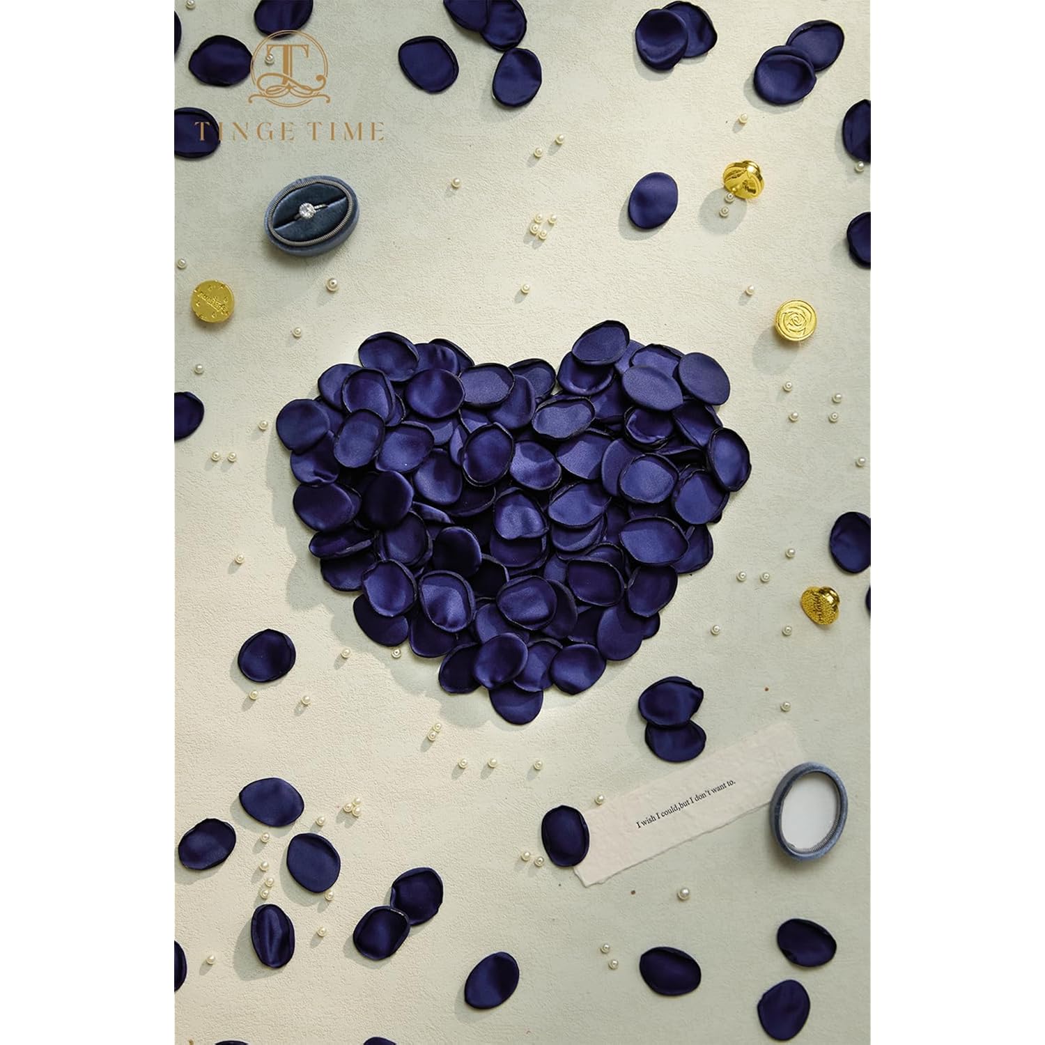 200Pcs Rose Petals And Fake Roses Artificial Flowers For Wedding Decor, Bridal Shower, Party Decoration - Silk Flower Petals Bulk Pack (Navy Blue)