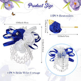 24 Pcs Wrist Corsage And Men'S Boutonniere Set For Wedding Wristlet Corsage Hand Flower For Mother Of Bride, Bridal, Bridesmaid Suit Decorations (Royal Blue)