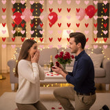 Valentine'S Day Heart Garland, 8 Pre-Strung Paper Streamers With 80 Red & Pink Hearts, 40Ft Paper Banner For Romantic Party Wedding Decorations