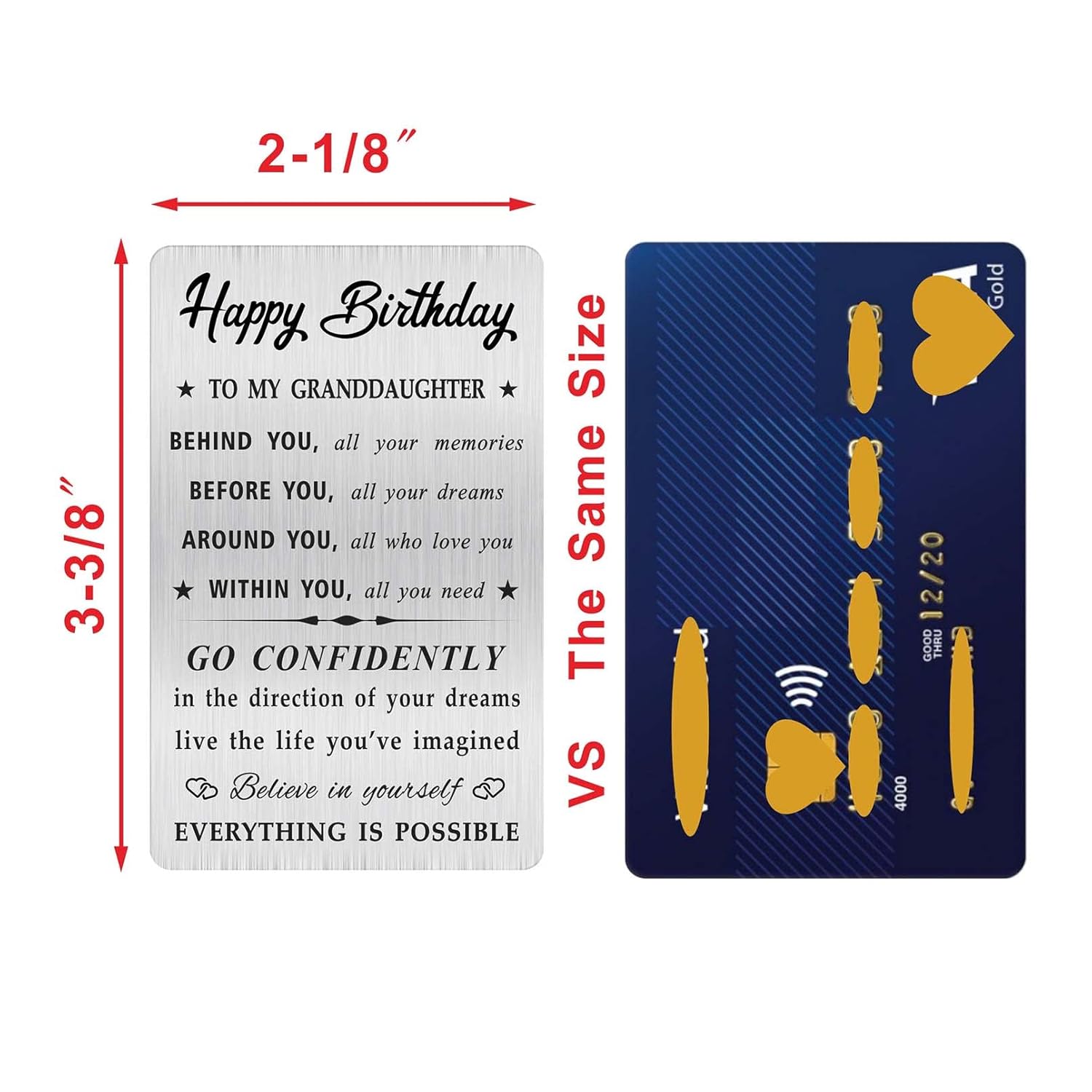 Granddaughter Birthday Card, Happy Birthday Granddaughter Gifts Ideas, Small Engraved Wallet Card