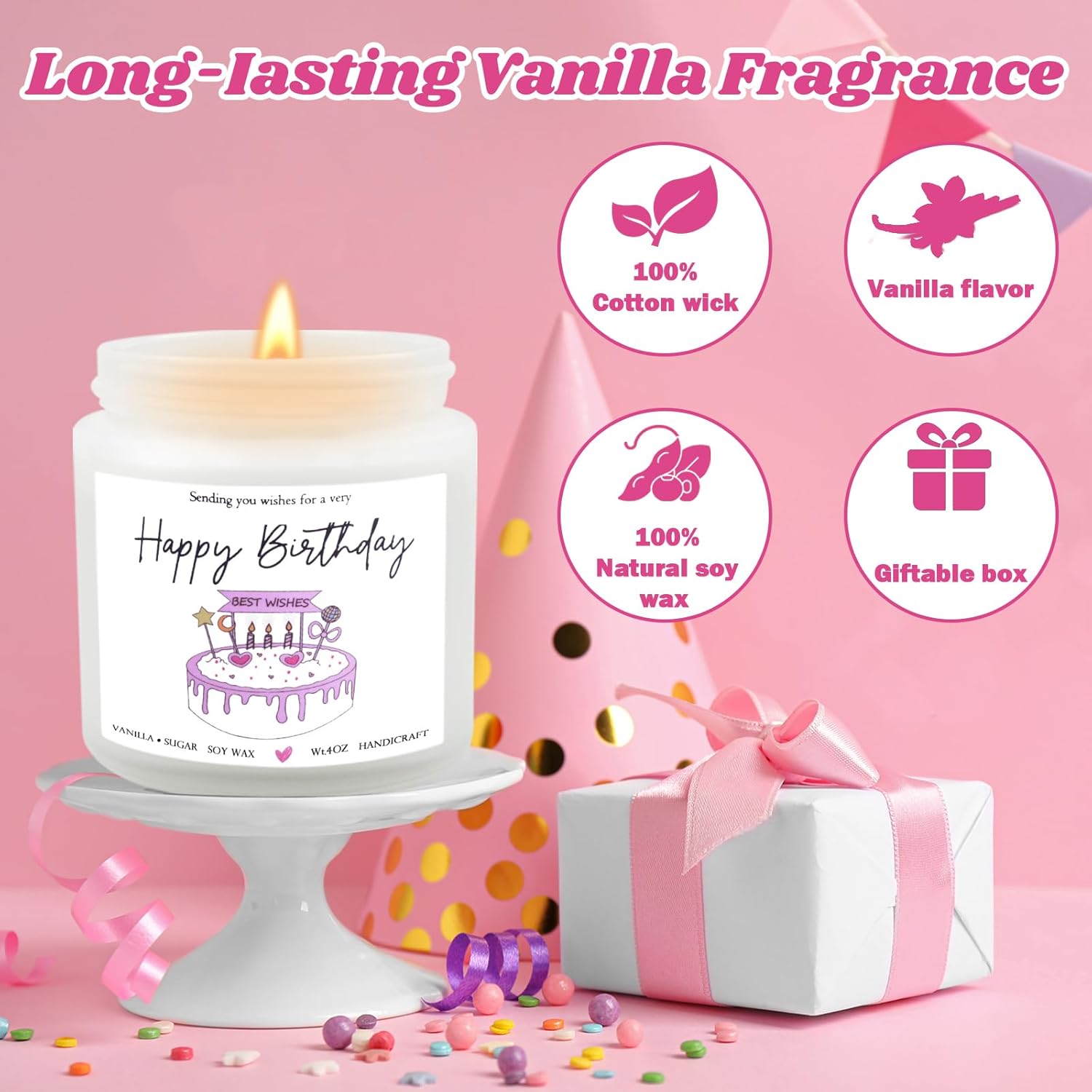 Happy Birthday Candle Gifts For Women,Funny Candle Decor Ideas Unique Birthday Gift For Best Friend Girlfriend Sister 4Oz