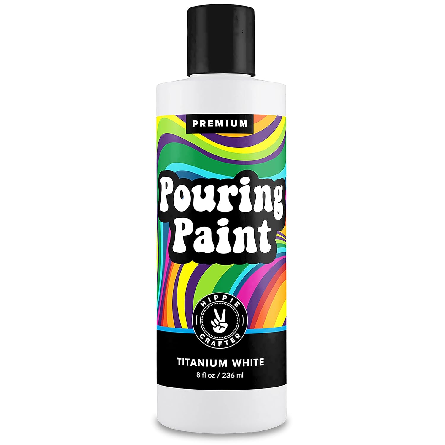 White Acrylic Pouring Paint, Titanium White, 8Oz (236Ml) Bottle, For Pour Art And Flow Painting