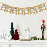 Winter Burlap Banner Blue White Snowman Snowflake Pre-Assembled Bunting Garland For Christmas Winter Holiday Party Hanging Decorations