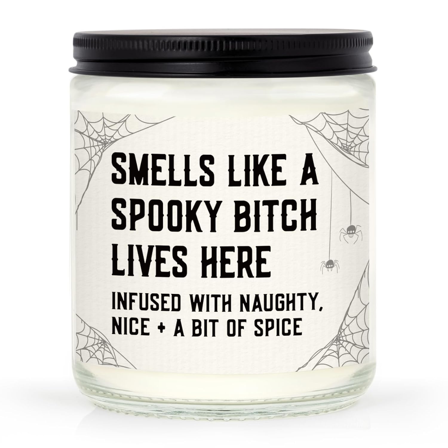 Funny Spooky Gifts For Women, Spooky Horror Decorations Candle Soy Wax, Witchy Horror Gifts With Spider Web, Dark Style House Warming Present, 7Oz
