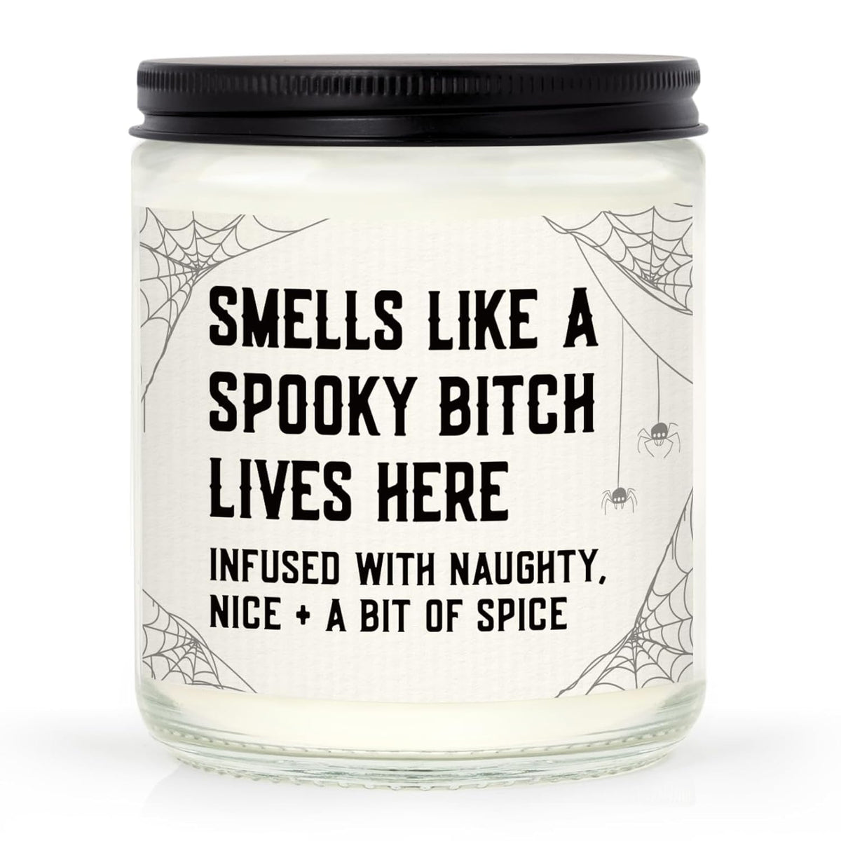 Funny Spooky Gifts For Women, Spooky Horror Decorations Candle Soy Wax, Witchy Horror Gifts With Spider Web, Dark Style House Warming Present, 7Oz