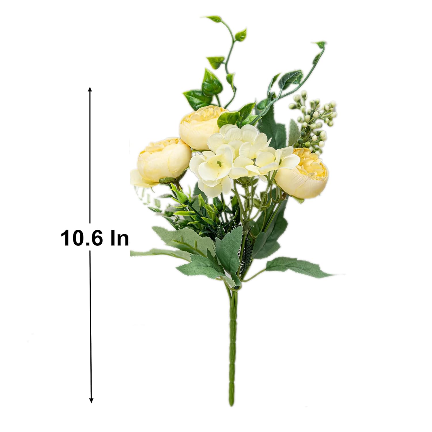 4 Pcs Artificial Peony Bouquet Short Stem For Diy Wedding Decoration Bridal Bouquet Home Decorations(Yellow 4-Pcs)